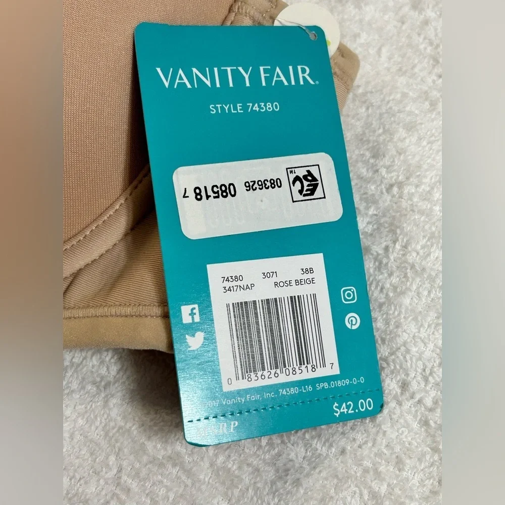 New! Vanity Fair Beauty Back Convertible Bra Size 38 B